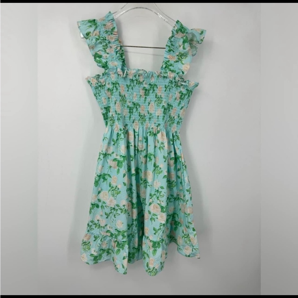 Hill House Floral Mini Dress - Green and White